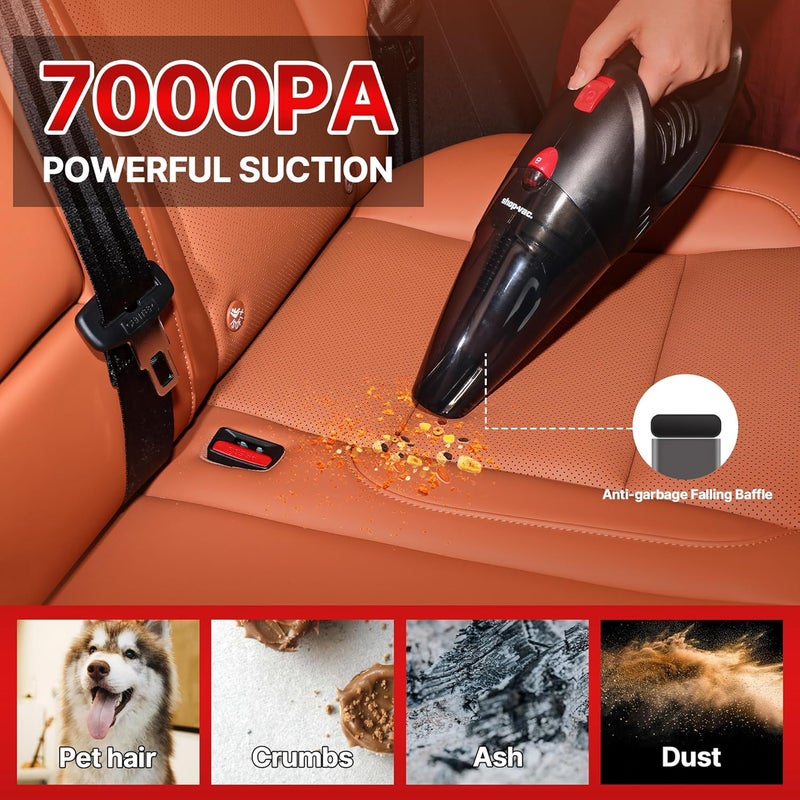 SHOPVAC Shop 12V Car Vacuum - Portable Vacuum Cleaner with 7000Pa Powerful Suction, 16Ft Corded Handheld Car Vac & Storage Bag, Cigarette Lighter Plug, for Deep Interior Detail Cleaning - Image 2